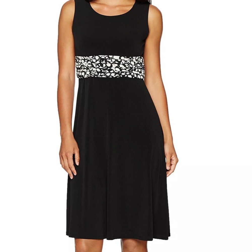 Jessica Howard Dress Black Sheath Ruched Waist NEW